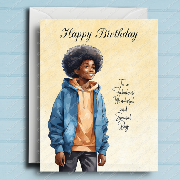 Black Boy Birthday Card R